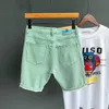 Denim Green Short Men Short Summer Cargo Jeans Casual Brand Classic Beach Hole Ripped Shorts Bermuda 210713 S