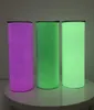 20oz Straight Sublimation Glowing Tumblers Skinny Cups leuchten im Dunkeln, doppelwandige Isolierbecher aus Edelstahl, Kaffeeflasche, Wasserflaschen, tragbare Reisebecher