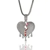 Iced Out Broken Heart Pendant Halsband Menser Kvinnor Fashion Hip Hop Jewelry Gold Silver Water Drop Halsband2431