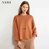 Minimalisme Automne Mode Boyfriend Style Lettre Femmes Sweats À Capuche Causal Oneck Lâche Femme Pull Tops 12030243 210527