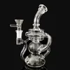 Transparent tjock böjd halsglas Bongs Rökning Rör Söt Recycler Glasolja DAB Rigar Percolator Vattenrör Kvinna Joint med 14mm Rensa skål Tillbehör