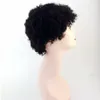 Short Afro Kinky Curly Human Human Wigs Mongol Bob Pixie Corte Máquina Completa Peruca