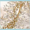 Bridal Headband Jewelry Gold Crystal Rhinestones Tiara Wedding Akcesoria Ręcznie robione kobiety ozdoby włosów HEPRECKES DOSTAWKA 2021