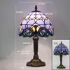 Table Lamps Mediterranean Style Restaurant Bar Cafe LED Vintage Desk Lamp Bedside Colorful Glass Nightstand Light Bedroom