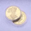 Подарок 1 унция Американский орел Золотая монета Статуя Свободы Серебряная монета Позолоченные ремесла Коллекция бизнес-подарков Акриловая запечатанная Индивидуальная упаковка Зеркальный эффект cx