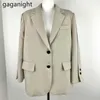 Büro Dame Mode Solide Blazer Lose Einreiher Frühling Herbst Outwear Lange Mantel Tops Koreanische Plus Größe Blazer 210601