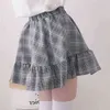 Japanse vrouwen zoete plaid ruches mini rok harajuku zomer mode a-lijn meisjes rok zachte meisje lolita jk college stijl rok G220309