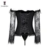 Bustiers Corsets 여자의 섹시한 란제리 레이스 업 빈티지 고딕 코펫 빅토리아 뼈 코르셋 버스타르와 치마