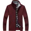 メンズセーターメンズ2022秋の冬のセーターコートフェイクファーウールジャケットメンズジッパーニット濃い暖かいカジュアル