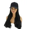 Womengirl longo encaracolado peruca sintética extensão do cabelo com boné de beisebol tela protegida para o rosto q07032120