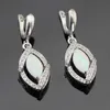 Marquise Fire White Opal Silver Color Jewelry Sets For Women Wedding Necklace Pendant Drop Earrings Rings Christmas Gift Box H1022