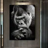 Poster Black Gorilla Canvas Painting Picture Nordic Animal Posters And Prints Monkey Wall Bilder för vardagsrum Heminredning