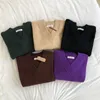 5 가지 색상 한국어 스타일 느슨한 V 목 솔리드 컬러 니트 따뜻한 스웨터 및 풀오버 (x164) 210914