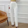 Split fashion pantalon long droit pour femme taille moyenne élégante femme Streetwear casual chic femme 210430