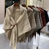 Scarves Autumn Twist Knitted Shawl Women Casual Belt Buckle Triangular Scarf Fashion Solid Multiple Tie Wear Method Female Knit