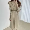 Aelegantmis Coréen Casual Casual Casual Sashes Long Blazer Trench Femmes Bureau Dame Manteau avec ceinture Femme Élégante OL 210607