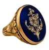 Victoriaanse vintage 14k gouden diamanten ring unieke blauwe rozenbloem email juwelen bruid verloving bruiloft cadeau voor vrouwen maat 7-11