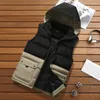 Men's Fashion Vest Coat WinterMen Baggy Spell Color Sleeveless Padded Warm Jackets Male Plus Size XXXL Vests Phin22