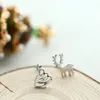 Stud Christmas Tree Deer Gift Asimmetria 925 Sterling Silver Temperamento Personalità Trendy Orecchini femminili SEA183