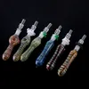 Kit NC in vetro con punte al quarzo Narghilè congiunti da 10 mm Dab Cannuccia Clip in plastica Kit collettore Nector Bruciatore a nafta Dab Rigs Tubi Multiclor