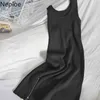 NEPLOE Bodycon Sukienki dla Kobiet Moda Zamki Dress Dress Summer Koreański Bez Rękawów Szata Szczupła Knit Casual Solid Vetidos Mujer 210422