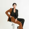 Herbst Büro Damen Hit Farbe Zwei Stück Set Top und Hosen Elegante Weibliche Casual Business Passenden Anzug Sets Frauen kleidung 210529