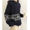 H.SA Women Vintage Sweater and Pullovers Oneck Reteo Vintage Christmas Sweaters Snowflake Deer Twisted Winter Pull Jumpers 210716