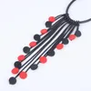 Pendant Necklaces YD&YDBZ Summer Fashion Red Black Wood Gothic Rubber Necklace Handmade Tassel Folk Costume Simple Sweater Chain Jewelry Gif