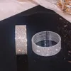 Bileklik Kıvılcım Bling Rhinestone Kristal Açık Kumbez Bangles Kadınlar İçin Lüks Cazibe Bilezik Gelin Düğün Partisi Takı Hediyeleri