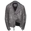 Mäns Leather Faux 2021 Vintage Brown Män Amerikansk stil Biker's Jacket Plus Storlek XXXXXL Äkta Tjock Cowhide Spring Slim Fit Coat