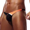 Cuecas retalhos swimwear homens sexy lingerie homem t-back thong e g-string roupa interior masculina mini bikini peni bolsa micro briefs A50