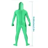 Berets Green Full Bodysuit invisível Efeito elástico que desaparece o homem do corpo do corpo masculino, fabricando figurino unissex do cromakey Davi22