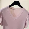 Plus Size XL-4XL Tank Top Kobiety Moda Lotus Rękaw Kamizelka Lato Jasna przędza V-Neck Cienka Kamizelka dziana Luźna Blusas 13633 210528