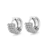 Kvinnor Stud Örhängen Kristall Tre Row Diamond Classic Platinum Zircon Clip Gold Silver Plated