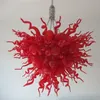 Novelty Blow Glass Lamp Modern LED Chandelier Red Color Creative Lighting Dining Room New Design Hanging Restaurant Bar Decoration 28 or 32 Inches