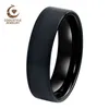6MM 8MM Flat Band Ring Men Women BLACK Tungsten Wedding With Brushed Finish Excellent Quality Comfort Fit 211217