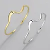 Simple Wave Shape Couple Bangle Bracelet Gold Silver Color Open Cuff For Lover's Adjustable Size