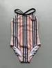 Projektant dla dzieci Onepiece dla chłopców strojów kąpielowych Dziewczyny Stripe Plaid Printed Swimsuit Fashion Children Beach Casual Bathing Ruit SHO2206649