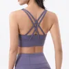 Cross Back Yoga Sports Bra Lu Solid Color Tanks Camis Gym Fitness Clothes Women Underwears Shockproof Gather Padded Tops Vest