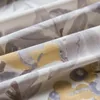 Rideaux rideaux pays américain impression gris jaune fleur oiseau conception rideaux occultants pour salon coton lin chambre tissu #5