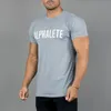 MEN039S Fitness de fitness de fitness de manga curta academia de camiseta de ginástica de camisa de alffeto de algodão Tshirts7402951