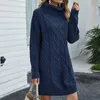 유행 스웨터 가을 터틀넥 긴 슬림 풀오버 여성의 니트 스웨터 슬리브 트위스트 패턴 베이지 Mujer 210604