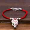 Nuovo carino fortunato gatto in ceramica perline cassaforte braccialetto rosso corda braccialetto a mano moda gioielli regolabile lunghezza regolabile