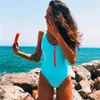 Nowy seksowny zamek błyskawiczny One Piece Swimsuits Kobiety Solid Body Swimuit Swimsuit Push Up Monokini Bathing Suit