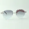 2022 Classic Medium Diamond Solglasögon 3524027 Med Naturliga Original Wood Arms Glasögon, Direktförsäljning, Storlek: 18-135 mm