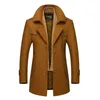 Men Winter Wool Coat Men's Casual Brand Solid Color Wool Blends Woolen Pea Coat Male Trench Coat Overcoat 211011