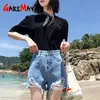 Shorts With High Waist Denim Ripped Jeans For Women Hole Distressed White Femme 210428