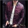 Apparel Mens Slim Jackets High Street Coats Floral Design Outerwear Tops Hommes Bomber Autumn Wiinter Fit Clothing Cz6I9