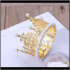 Hår aessories baby, barn moderitybaby baby crown praphy props lyx mode pärla rhinestone glitter guld sier po födelsedagsfest deco