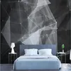 Wallpapers Milofi personalizado 3D papel de parede mural preto e branco abstrato linhas geométricas tridimensional pintura decorativa parede